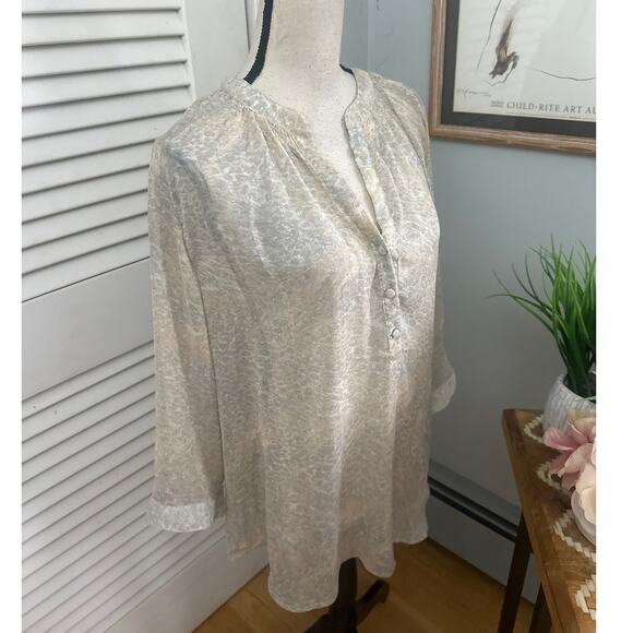 ROSE OLIVE Womens Tunic Beige Abstract Print Sheer Relaxed Boho Neutral | 1X - Picture 4 of 10